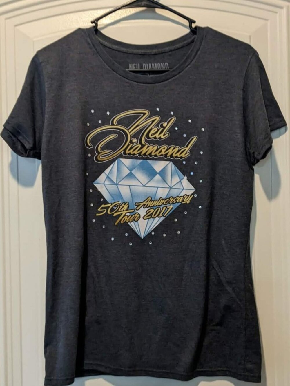 Women's Neil Diamond Dark Grey 50th Anniversary Tour Shirt 2017 - Medium - EUC